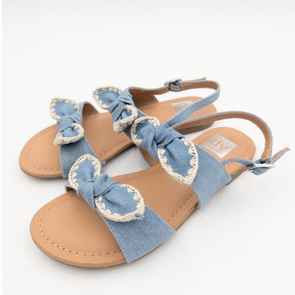 DV by Dolce Vita Kids' Caicey Slingback Sandal Bow Straps Blue Size US1 EU16 - Picture 1 of 9